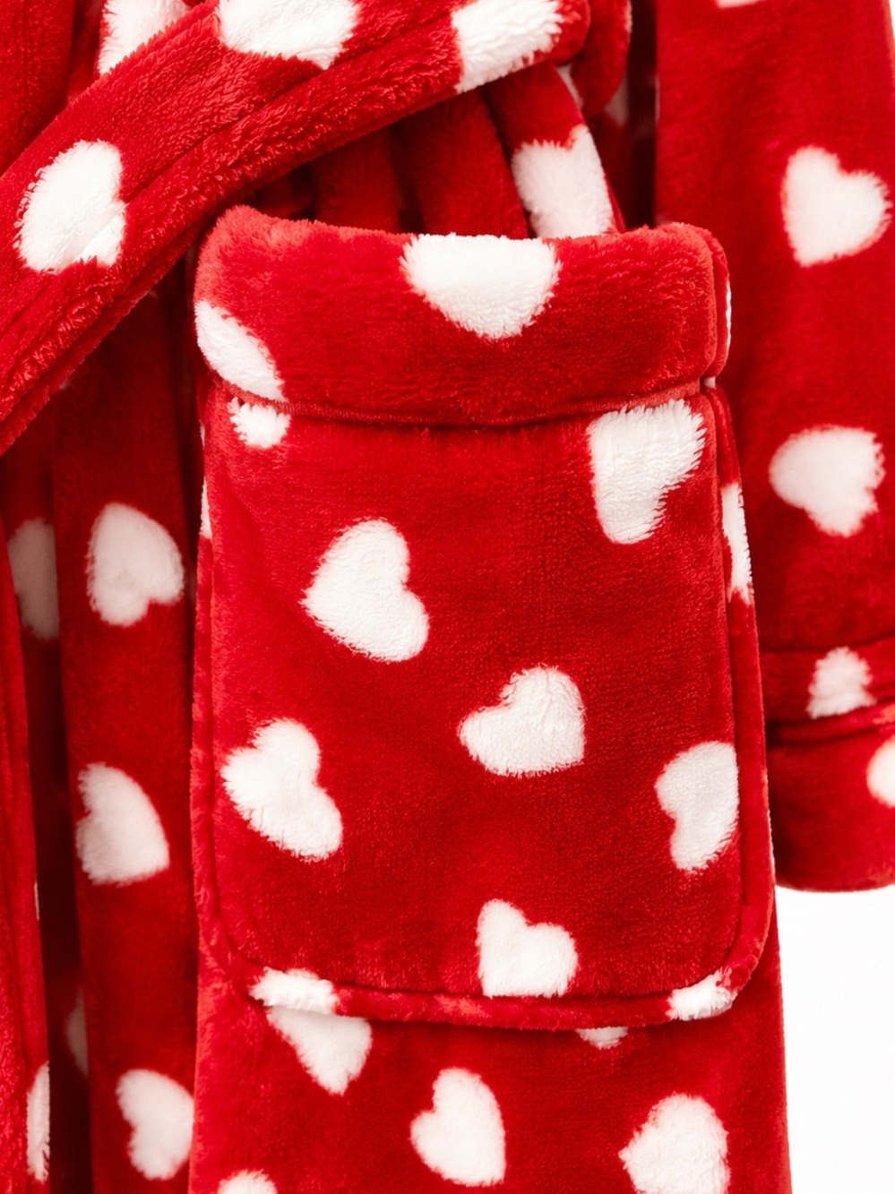 Kate Spade Red Plush Heart-Print Wrap Robe - Picture 4 of 5